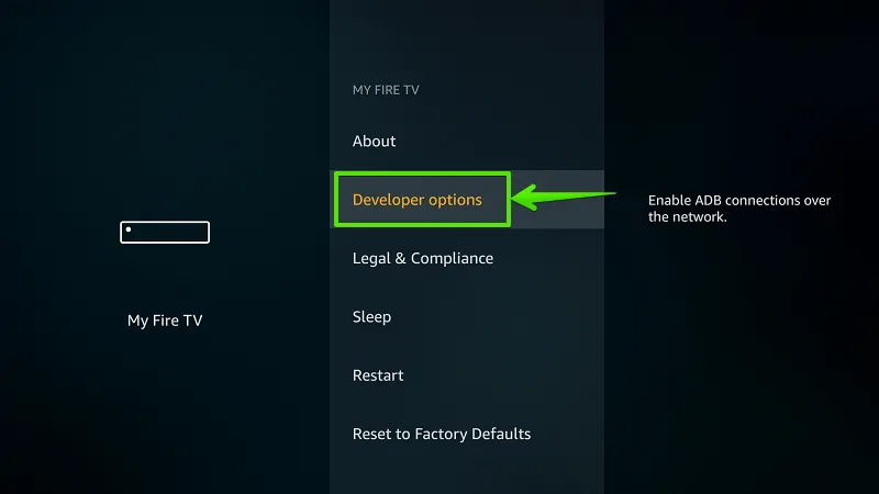 Select Developer options